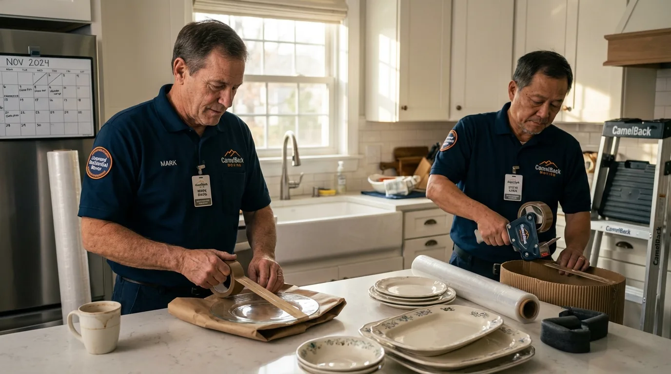 Professional crew packing kitchen dishware in Beaver Dam, KY