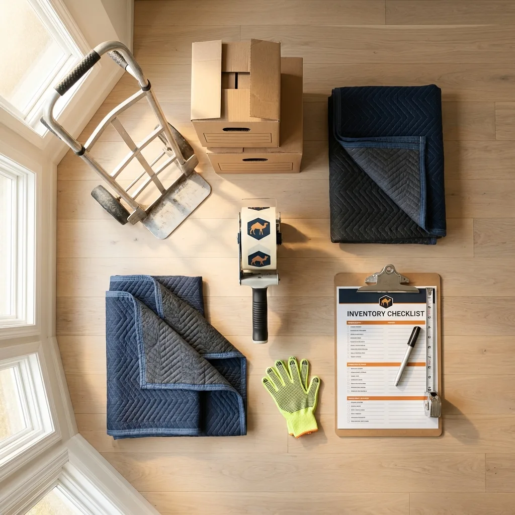 Professional moving supplies and packing materials layout for Beaver Dam residential relocations